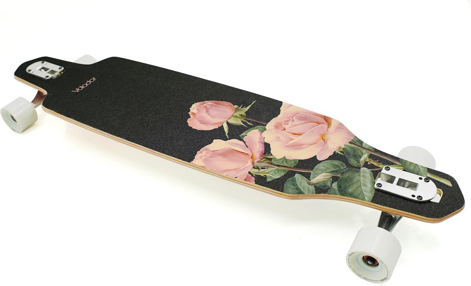 VOLADOR Urban Freeride Pro Longboard Cruiser 40inch | Canadian Maple Wood Deck & Forged Reverse Kingpin Truck | Drop Through Longboard Complete Setup for Urban Commuting(Raindrop)