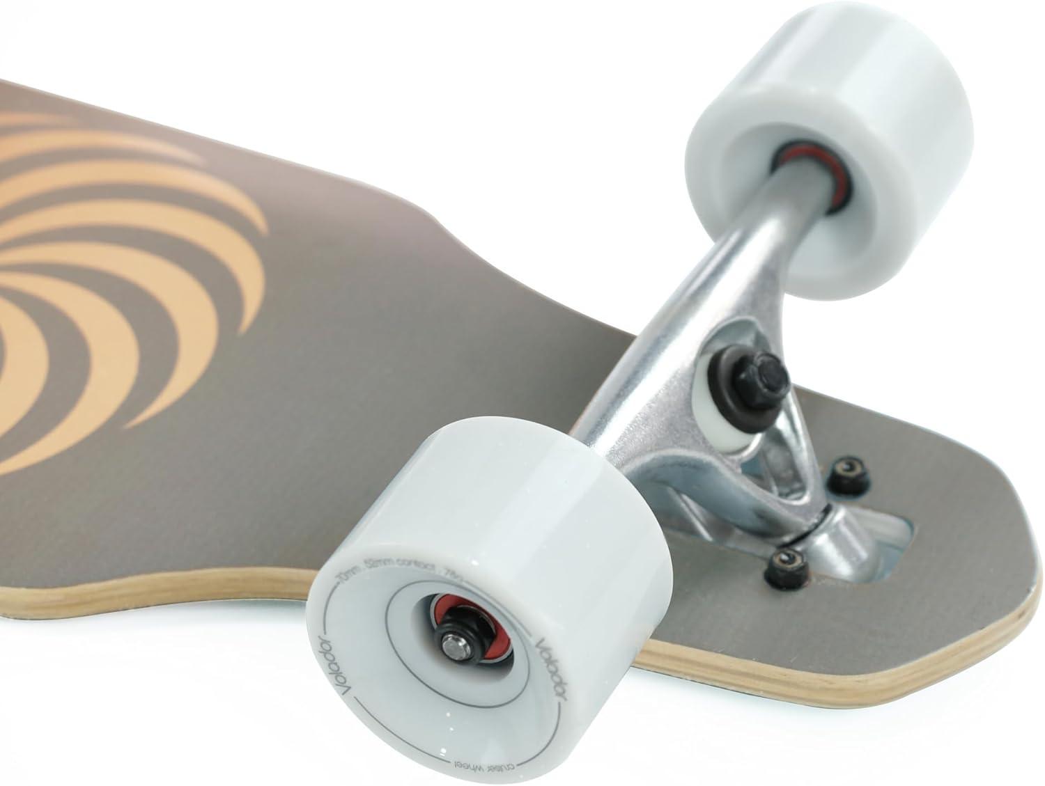 VOLADOR Urban Freeride Pro Longboard Cruiser 40inch | Canadian Maple Wood Deck & Forged Reverse Kingpin Truck | Drop Through Longboard Complete Setup for Urban Commuting(Raindrop)