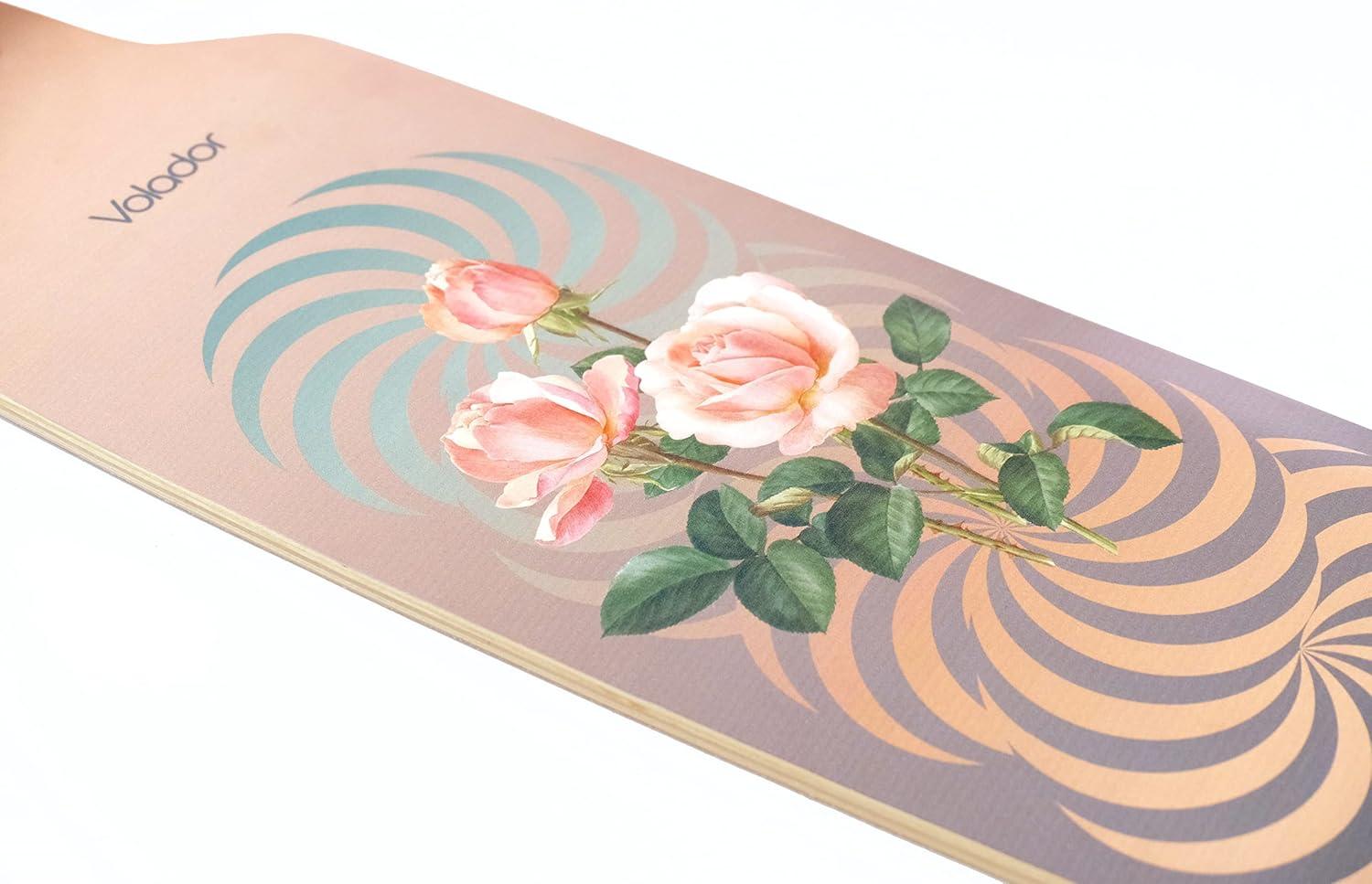 VOLADOR Urban Freeride Pro Longboard Cruiser 40inch | Canadian Maple Wood Deck & Forged Reverse Kingpin Truck | Drop Through Longboard Complete Setup for Urban Commuting(Raindrop)