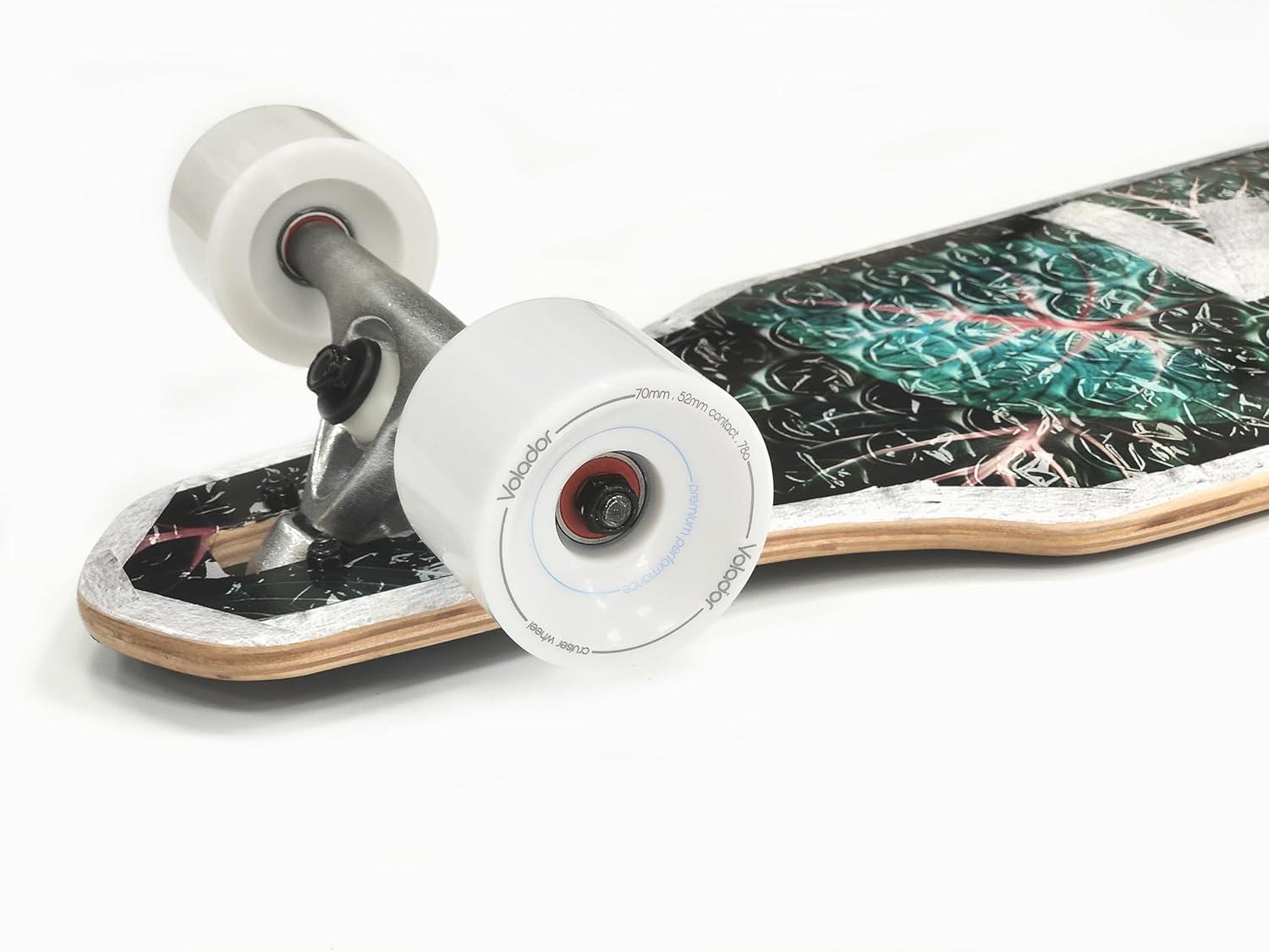 VOLADOR Urban Freeride Pro Longboard Cruiser 40inch | Canadian Maple Wood Deck & Forged Reverse Kingpin Truck | Drop Through Longboard Complete Setup for Urban Commuting(Vague)