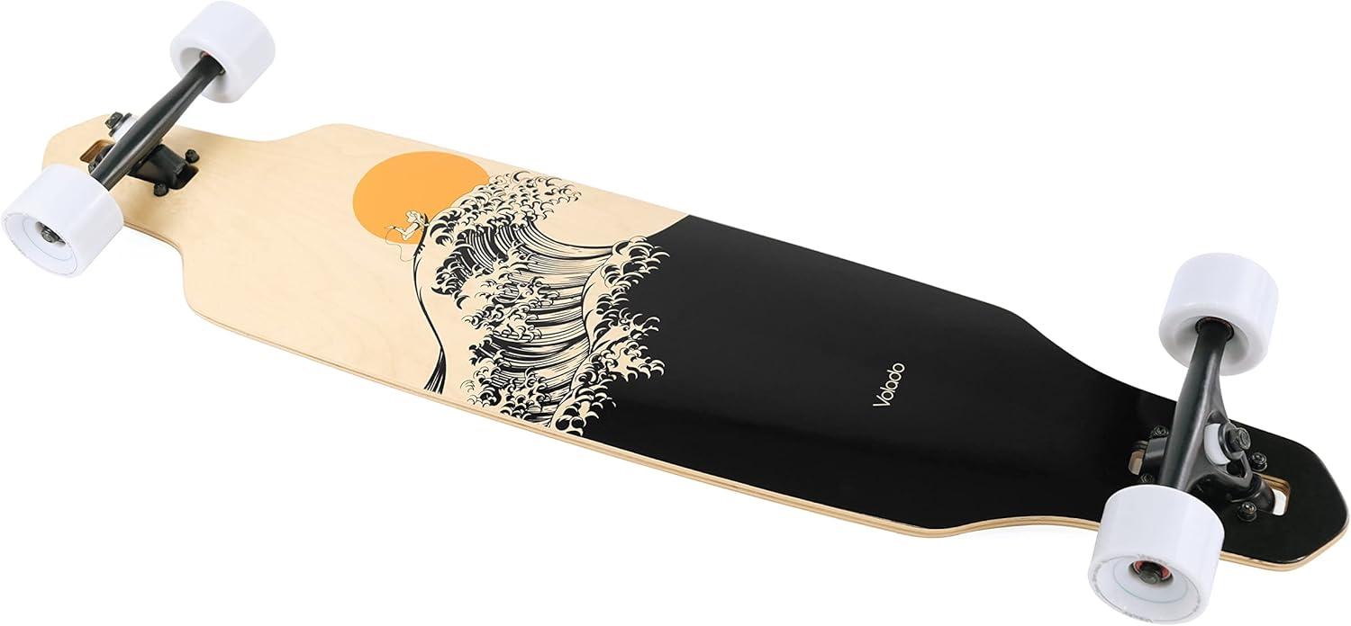 VOLADOR Urban Freeride Pro Longboard Cruiser 40inch | Canadian Maple Wood Deck & Forged Reverse Kingpin Truck | Drop Through Longboard Complete Setup for Urban Commuting(Kanagawa)