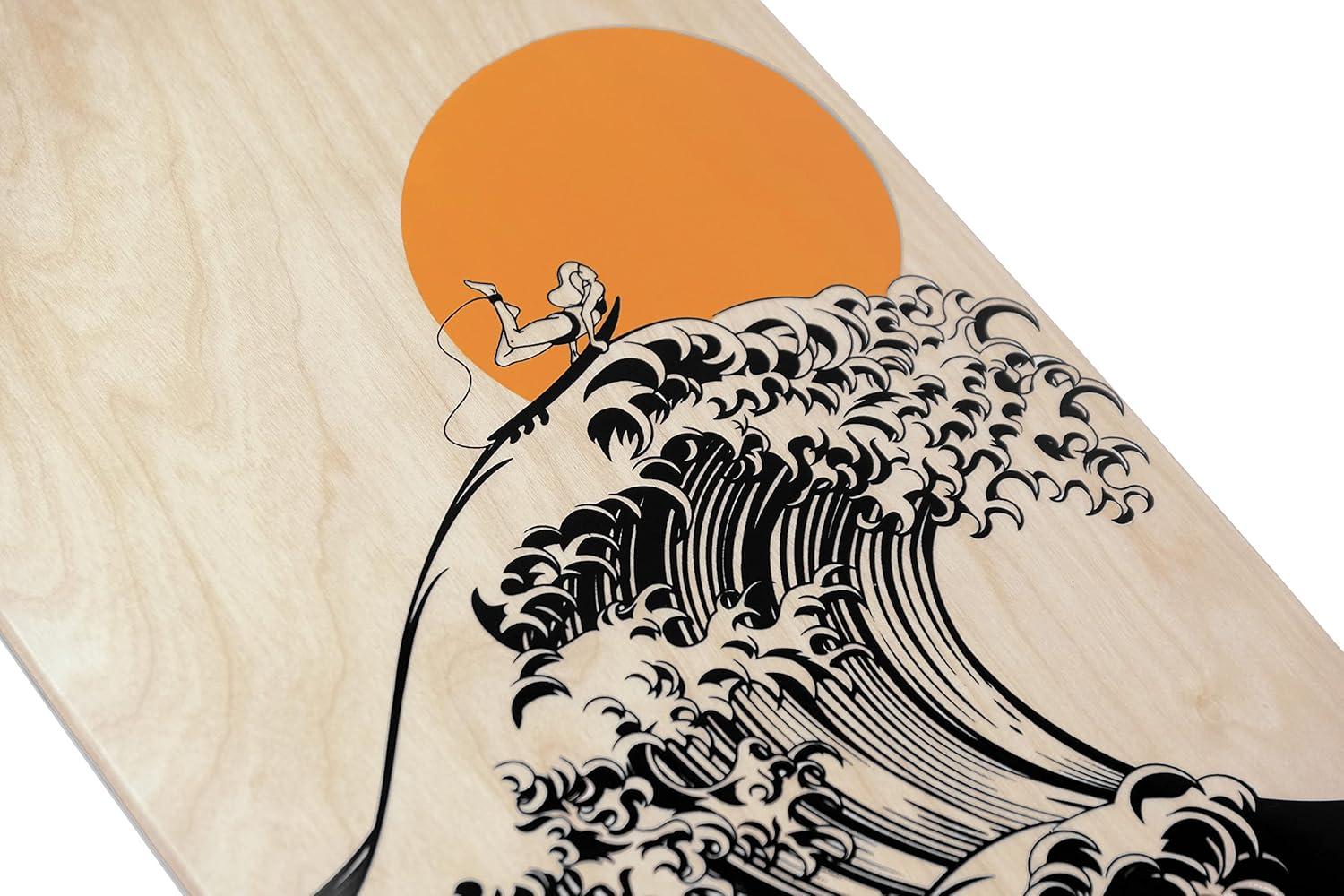 VOLADOR Urban Freeride Pro Longboard Cruiser 40inch | Canadian Maple Wood Deck & Forged Reverse Kingpin Truck | Drop Through Longboard Complete Setup for Urban Commuting(Kanagawa)