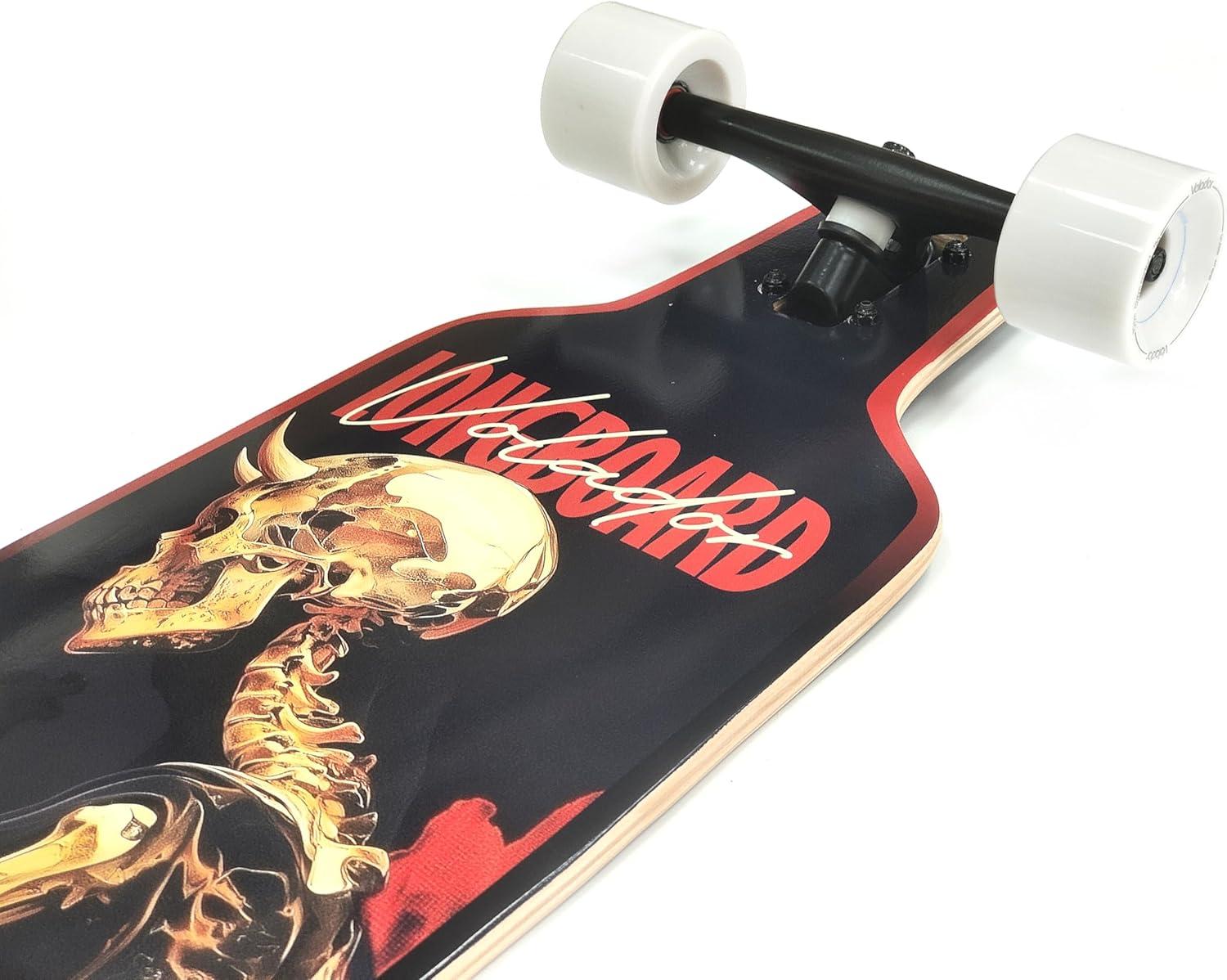 VOLADOR Urban Freeride Pro Longboard Cruiser 40inch | Canadian Maple Wood Deck & Forged Reverse Kingpin Truck | Drop Through Longboard Complete Setup for Urban Commuting(Prayer)
