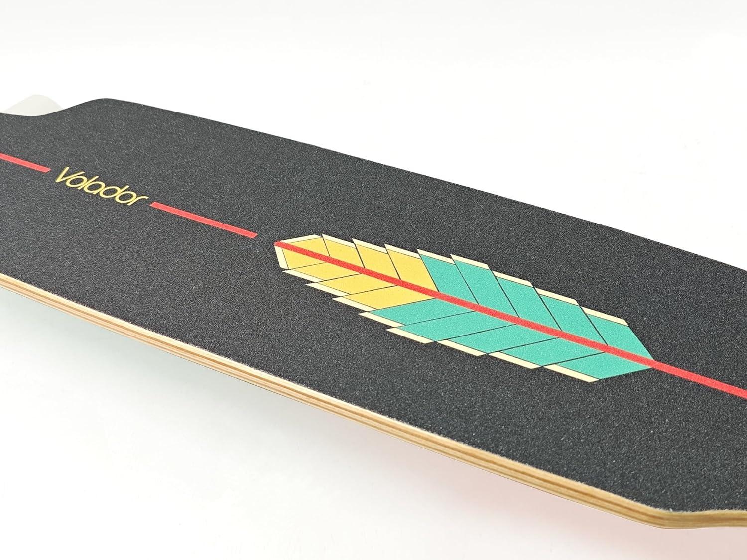 VOLADOR Urban Freeride Pro Longboard Cruiser 40inch | Canadian Maple Wood Deck & Forged Reverse Kingpin Truck | Drop Through Longboard Complete Setup for Urban Commuting(Sword)