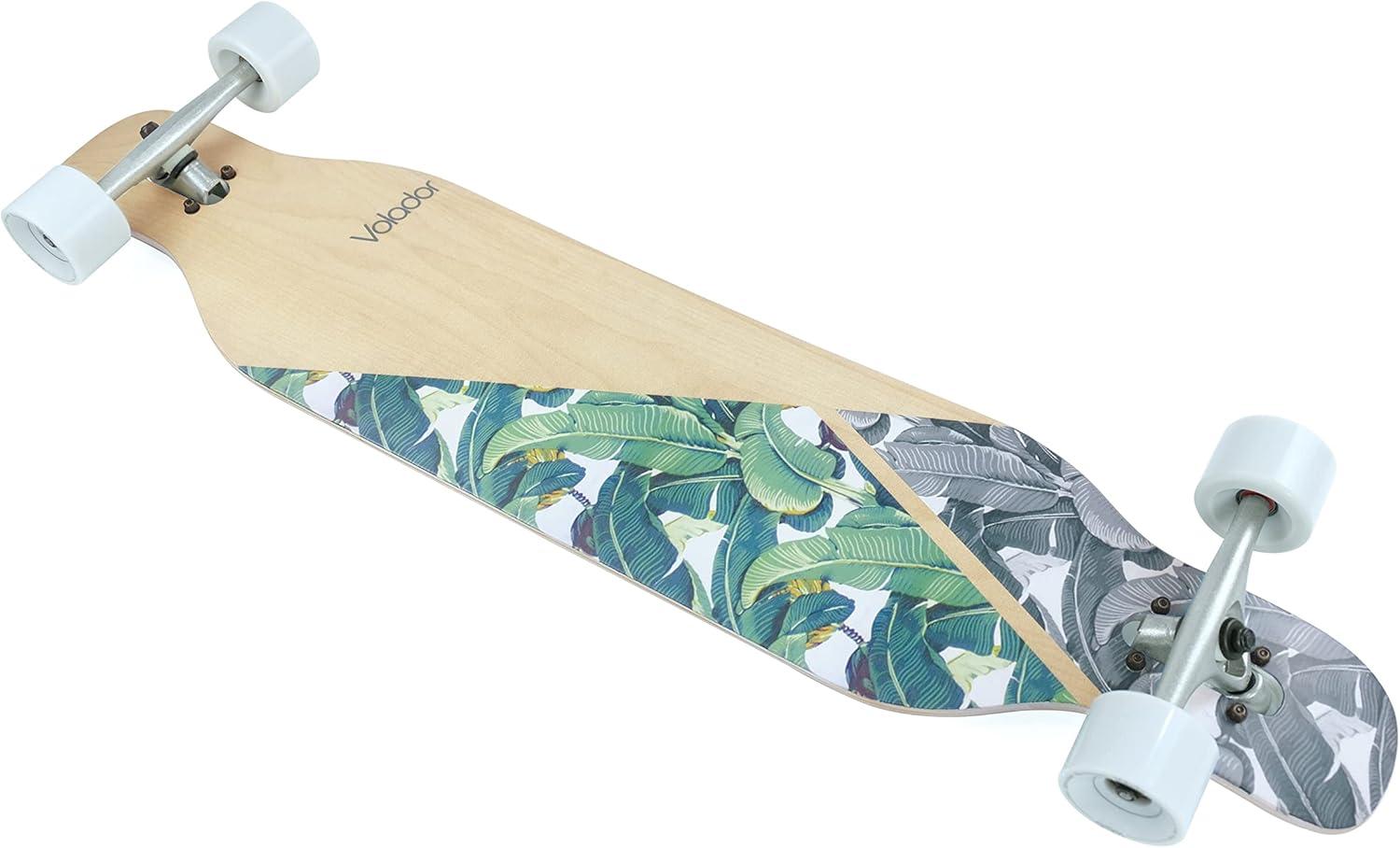 VOLADOR Urban Freeride Pro Longboard| Adaptive Cruiser 42inch| North America Maple| Camber Concave Drop Through Longboard Complete| Setup for Urban Commuting(Banana Tree)