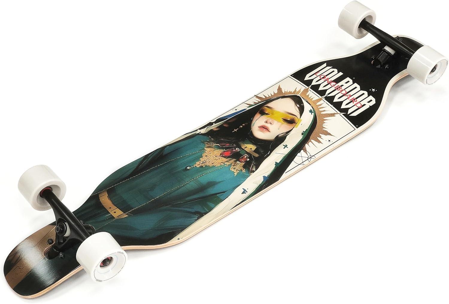 VOLADOR Urban Freeride Pro Longboard| Adaptive Cruiser 42inch| North America Maple| Camber Concave Drop Through Longboard Complete| Setup for Urban Commuting(Mary)
