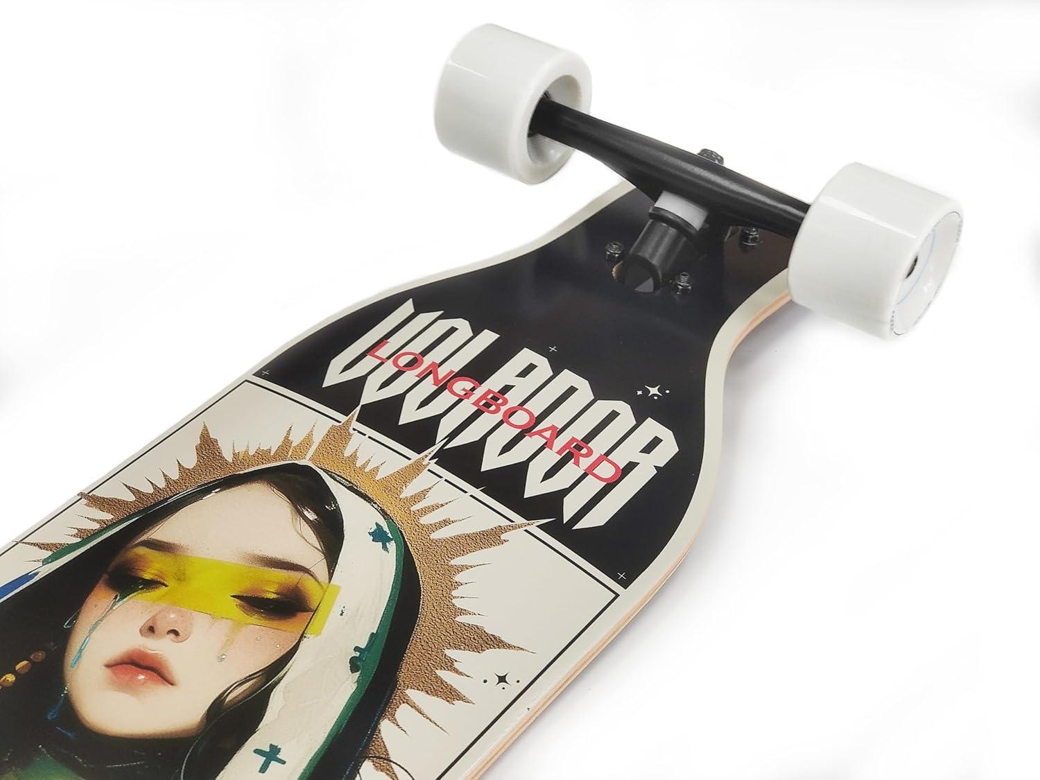 VOLADOR Urban Freeride Pro Longboard| Adaptive Cruiser 42inch| North America Maple| Camber Concave Drop Through Longboard Complete| Setup for Urban Commuting(Mary)