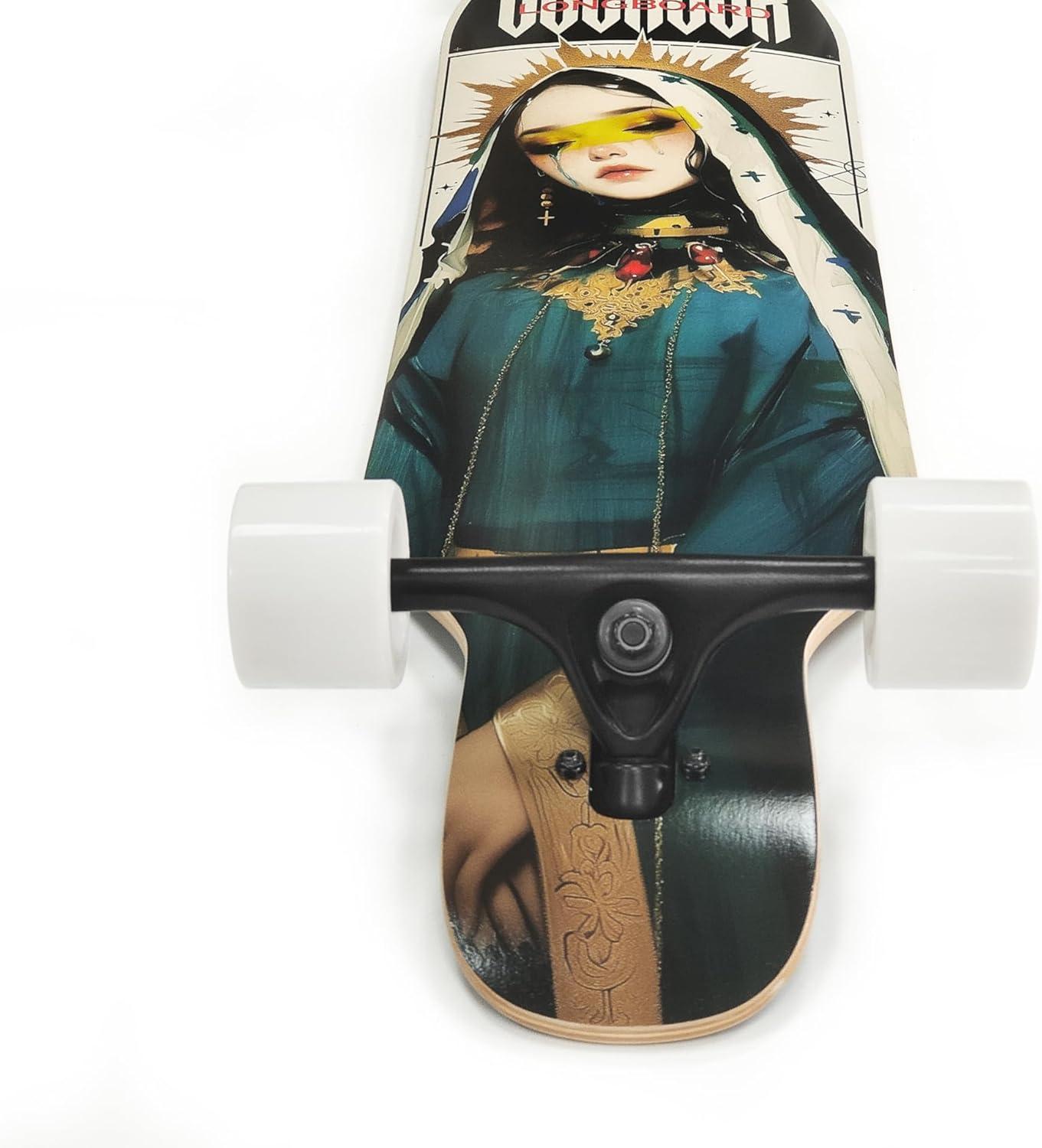 VOLADOR Urban Freeride Pro Longboard| Adaptive Cruiser 42inch| North America Maple| Camber Concave Drop Through Longboard Complete| Setup for Urban Commuting(Mary)