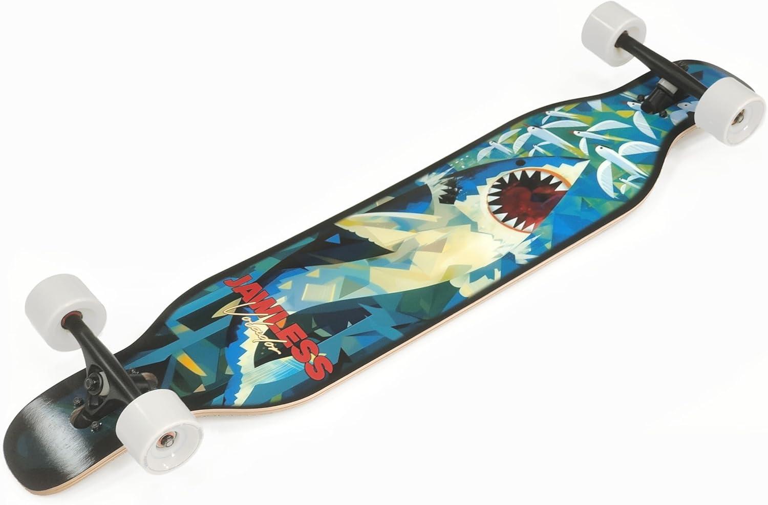 VOLADOR Urban Freeride Pro Longboard| Adaptive Cruiser 42inch| North America Maple| Camber Concave Drop Through Longboard Complete| Setup for Urban Commuting(Jaws)