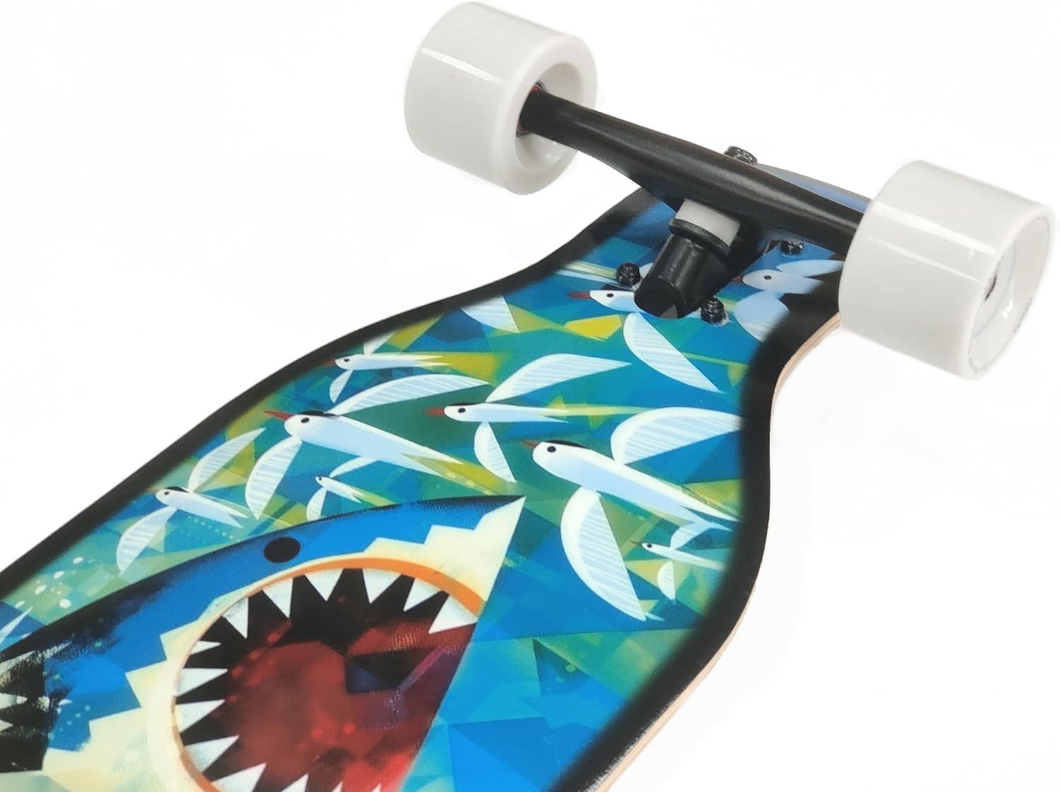 VOLADOR Urban Freeride Pro Longboard| Adaptive Cruiser 42inch| North America Maple| Camber Concave Drop Through Longboard Complete| Setup for Urban Commuting(Jaws)